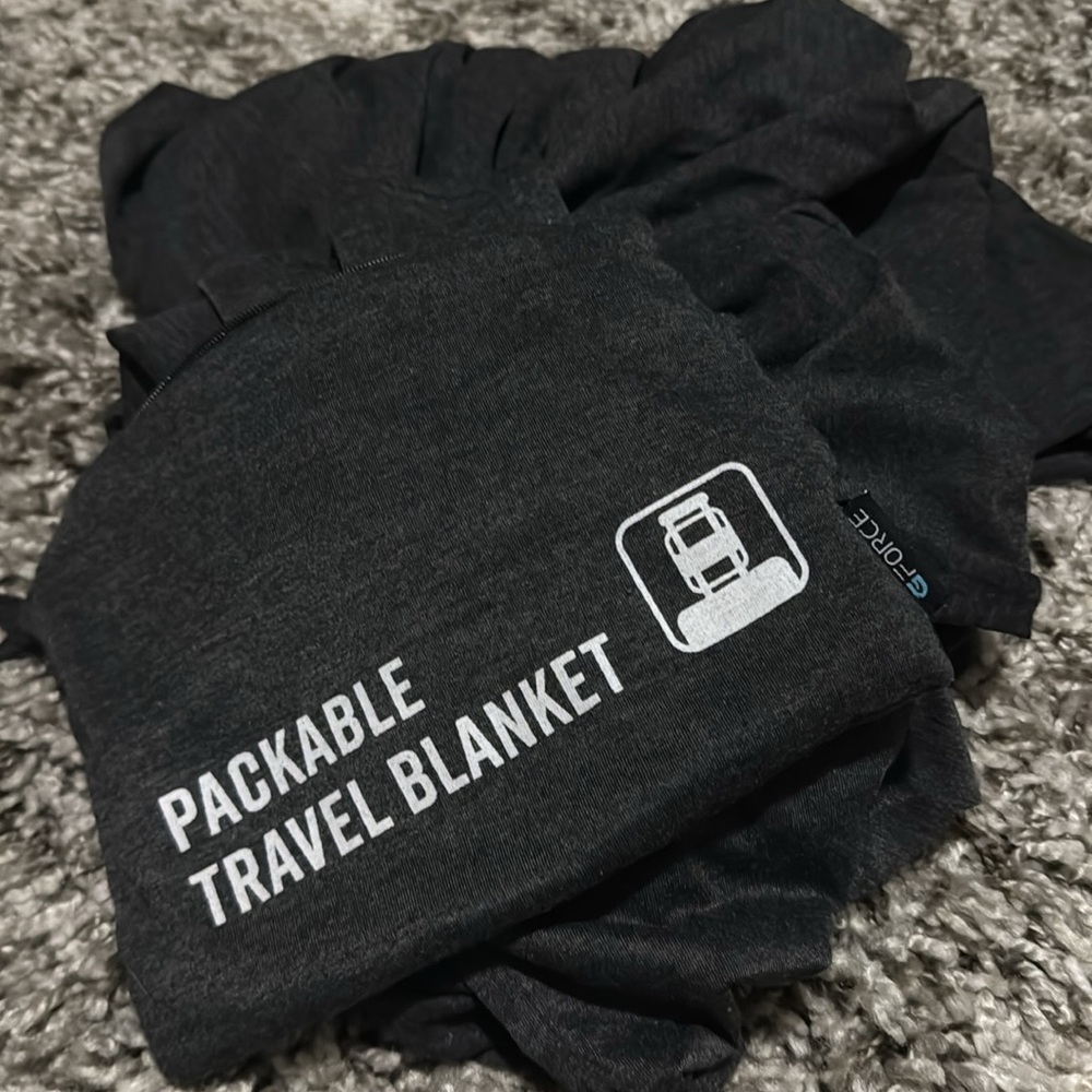 G-Force | Jersey Knit Gray Packable Travel Blanket with Traveling Bag